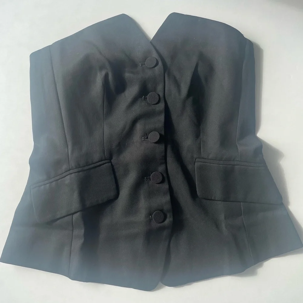 New with tags BR Banana Republic BUTTON-FRONT TAILORED TOP strapless - Picture 5 of 5